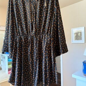 Black and Orange Polka Dot Dress